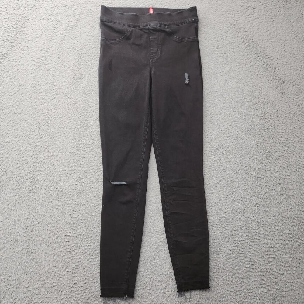 Spanx Pants‎ Womens Small Black Stretch Distressed Pullon Compression Leggings